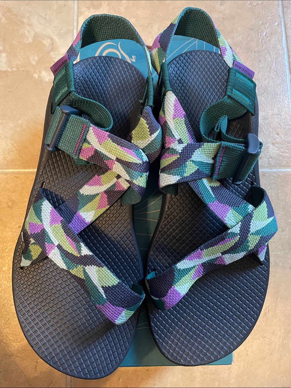 Chaco Women's Strappy Sandals in Teal, Purple & Green - Picture 2 of 6